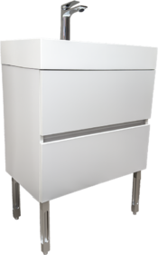 Бял шкаф за баня от ПВЦ с крачета и чекмеджета Matera 60 W